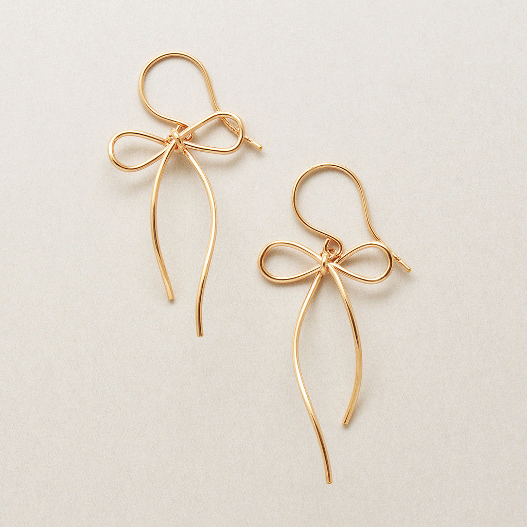 Rose Gold Filled Bow Wire Earrings - Product Image