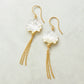 Gold Filled White Shell Wire Earrings - Product Image