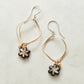 Gold Filled Black Shell Flower Combination Color Wire Earrings - Product Image