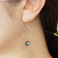Gold Filled Black Shell Flower Combination Color Wire Earrings - Model Image