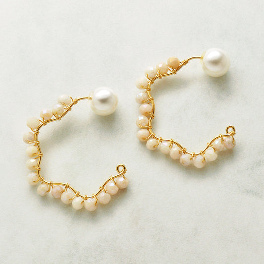 Gold Filled Agate Natural Hoop Earrings - Product Image