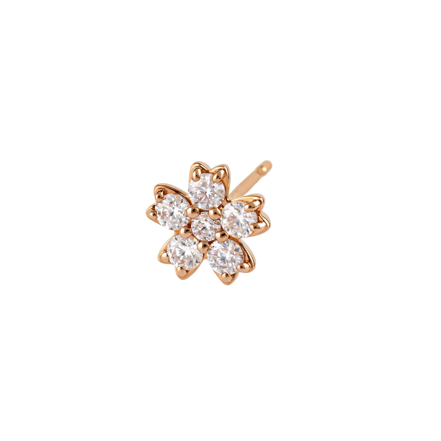 [Solo Earring] 18K/10K Moissanite Cherry Blossom Single Earring (Rose Gold) - Product Image