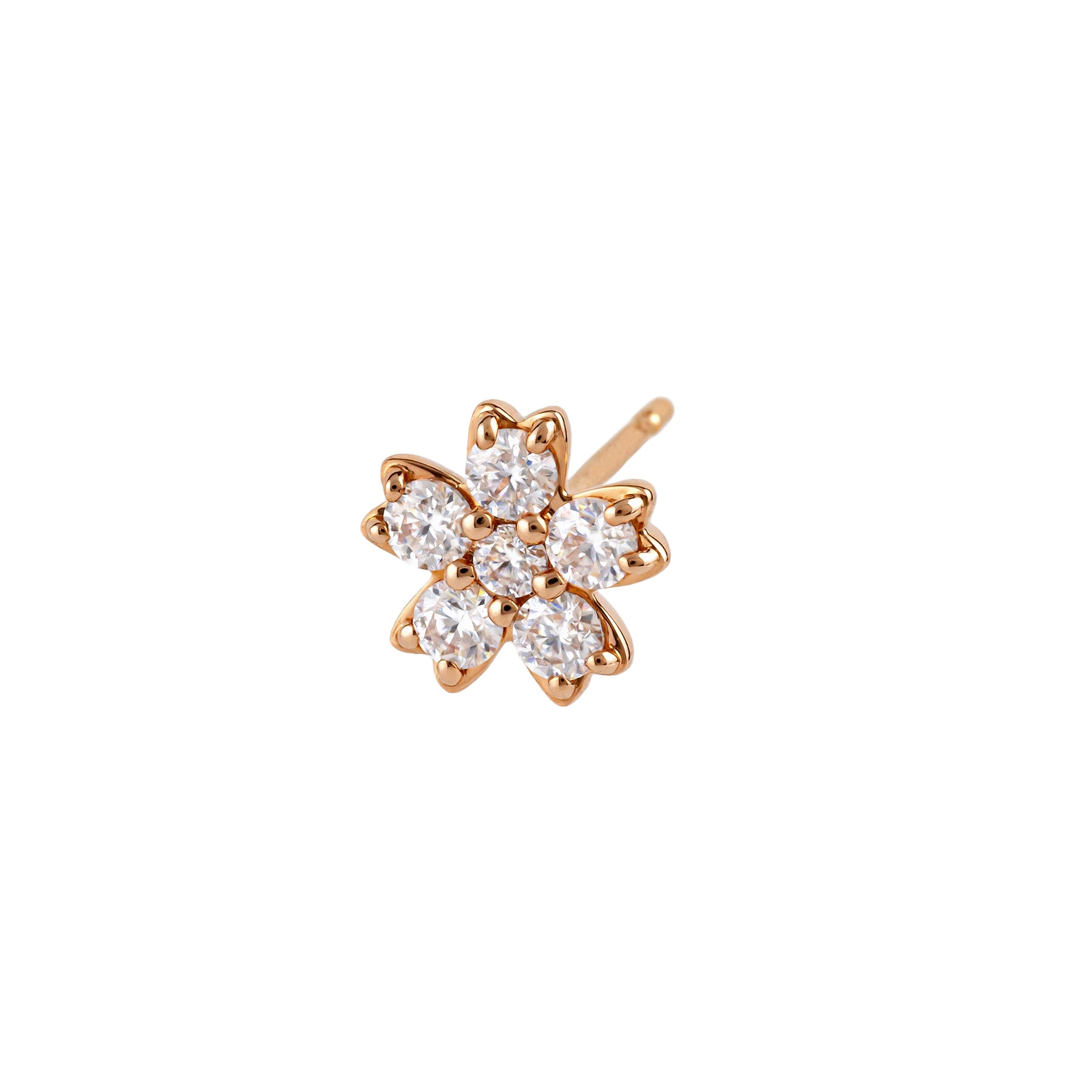 [Solo Earring] 18K/10K Moissanite Cherry Blossom Single Earring (Rose Gold) - Product Image