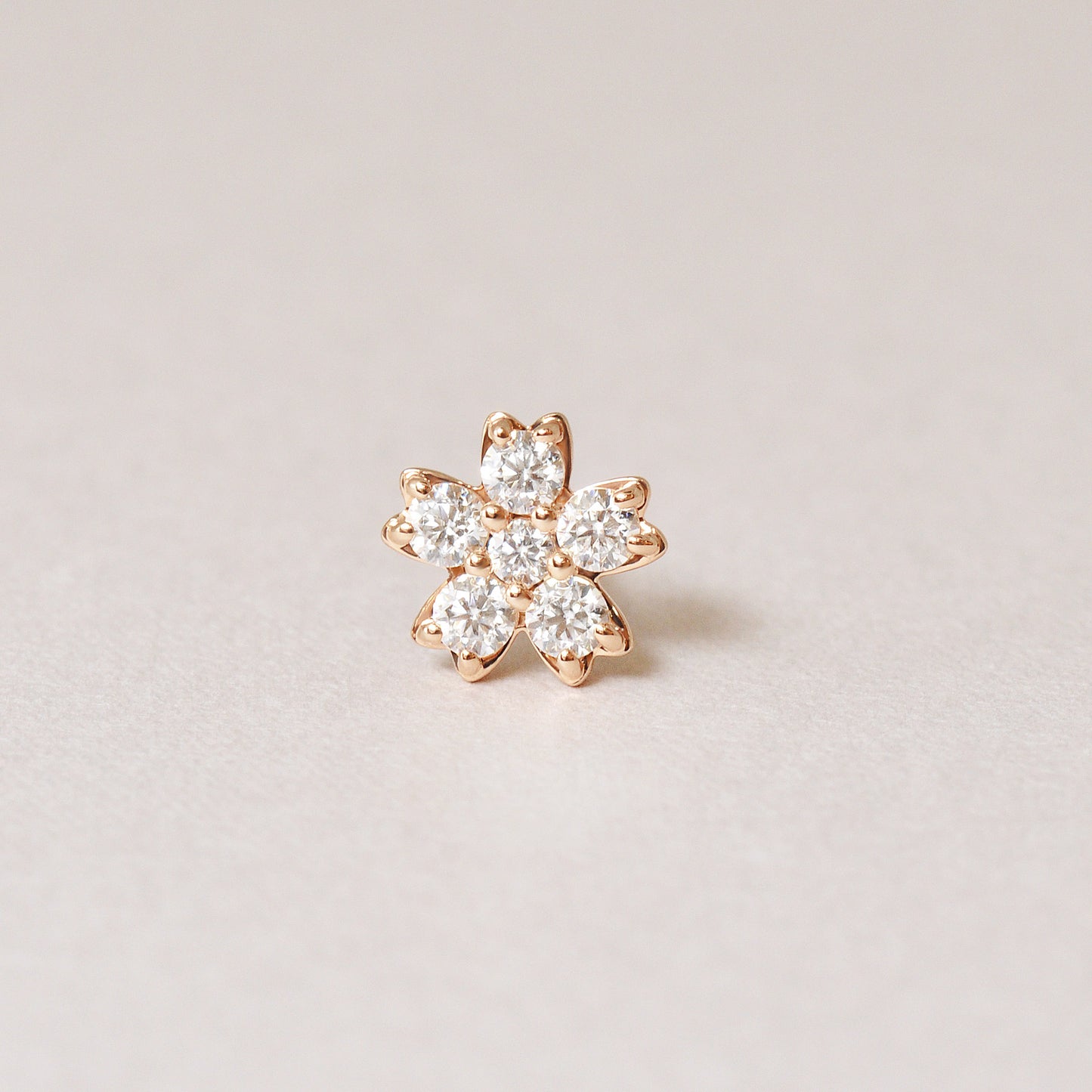 [Solo Earring] 18K/10K Moissanite Cherry Blossom Single Earring (Rose Gold) - Product Image