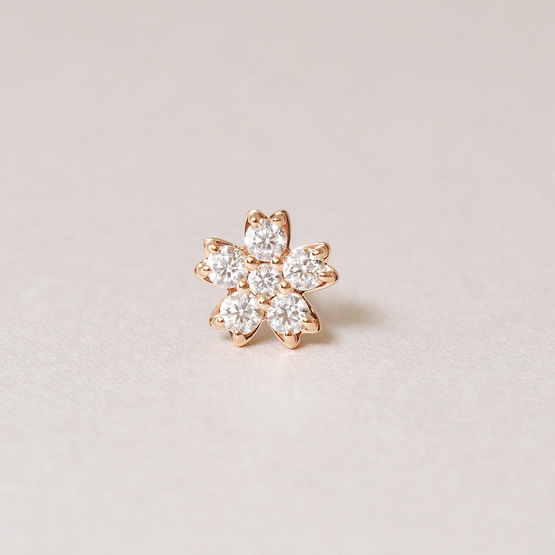 [Solo Earring] 18K/10K Moissanite Cherry Blossom Single Earring (Rose Gold) - Product Image