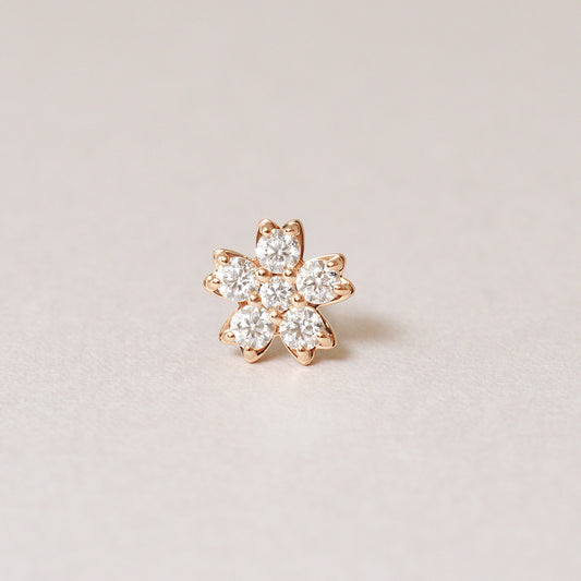 [Solo Earring] 18K/10K Moissanite Cherry Blossom Single Earring (Rose Gold) - Product Image