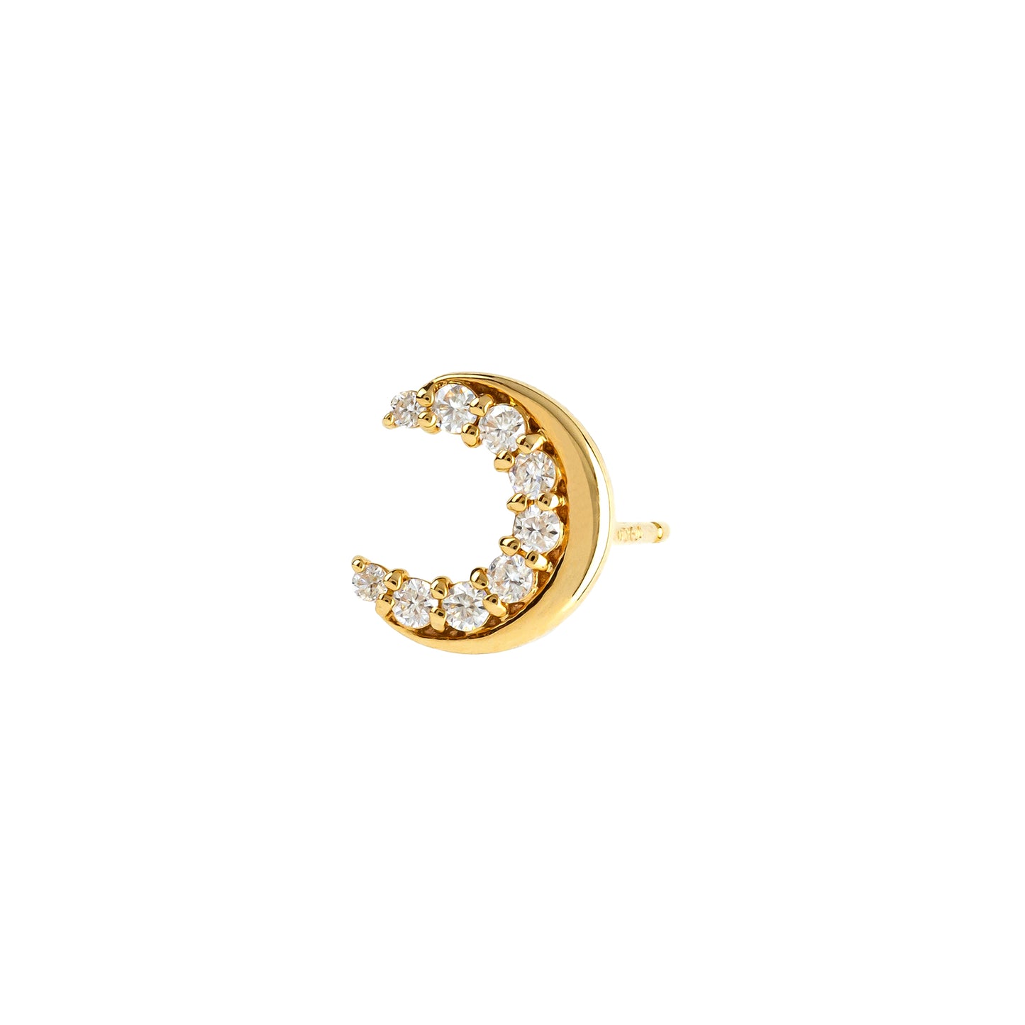 [Solo Earring] 18K/10K Moissanite Moon Single Earring (Yellow Gold) - Product Image