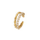 10K Moissanite Melee Line & Twist Dual Ear Cuff (Yellow Gold) - Product Image