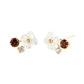 18K/10K White Shell Garnet Flower Stud Earrings (Yellow Gold) - Product Image