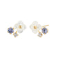 18K/10K White Shell Flower Tanzanite Stud Earrings (Yellow Gold) - Product Image