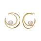 18K/10K Akoya Pearl Crescent Design Earrings (Yellow Gold) - Product Image