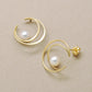 18K/10K Akoya Pearl Crescent Design Earrings (Yellow Gold) - Product Image