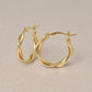 18K/10K Twisted Pipe Hoop Earrings (Yellow Gold) - Product Image