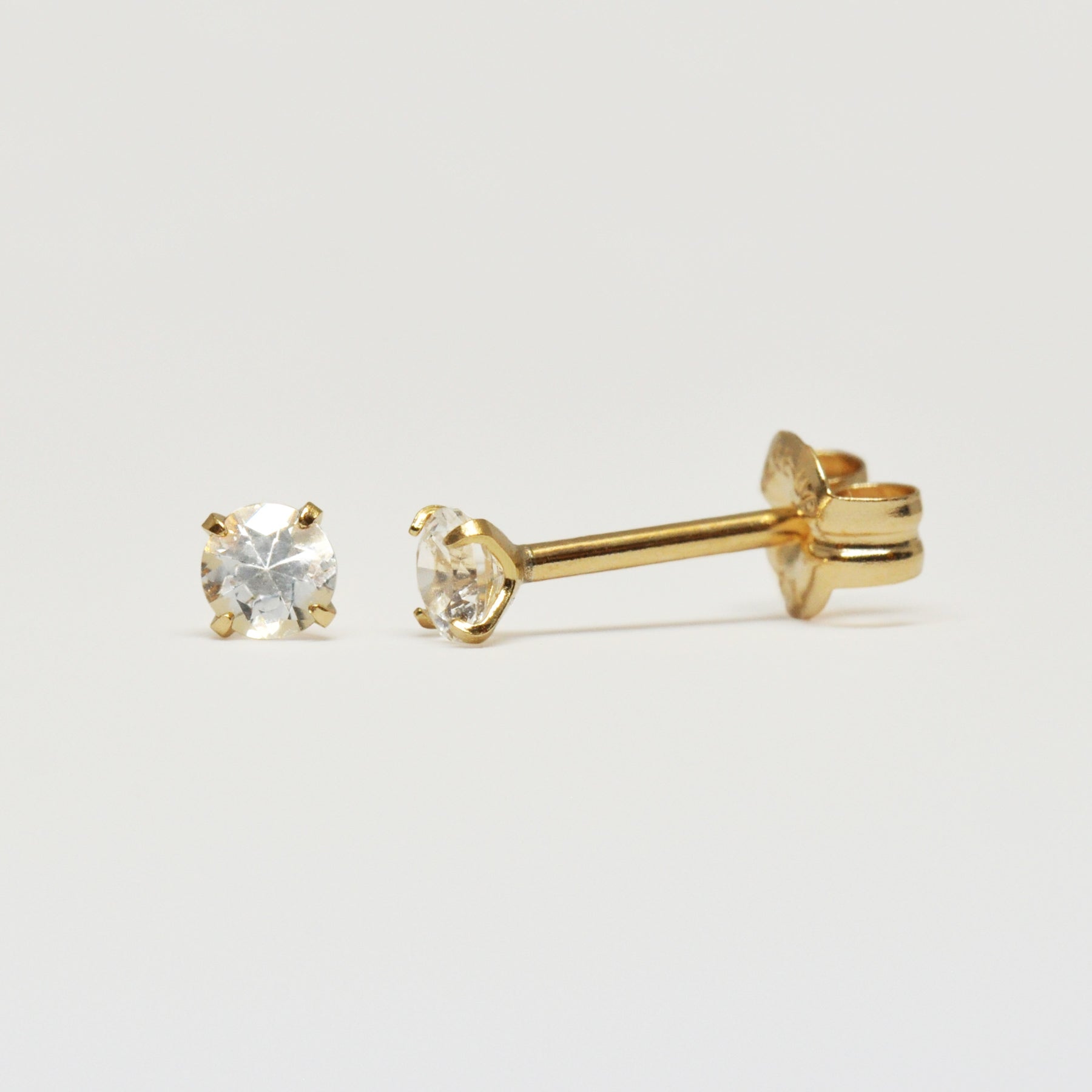 [Second Earrings] 18K Yellow Gold White Sapphire Earrings - Product Image