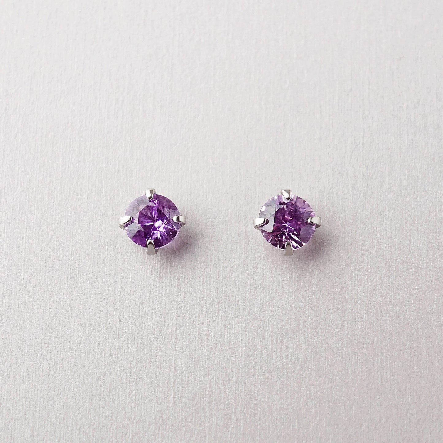 [Second Earrings] Platinum Purple Sapphire Earrings - Product Image