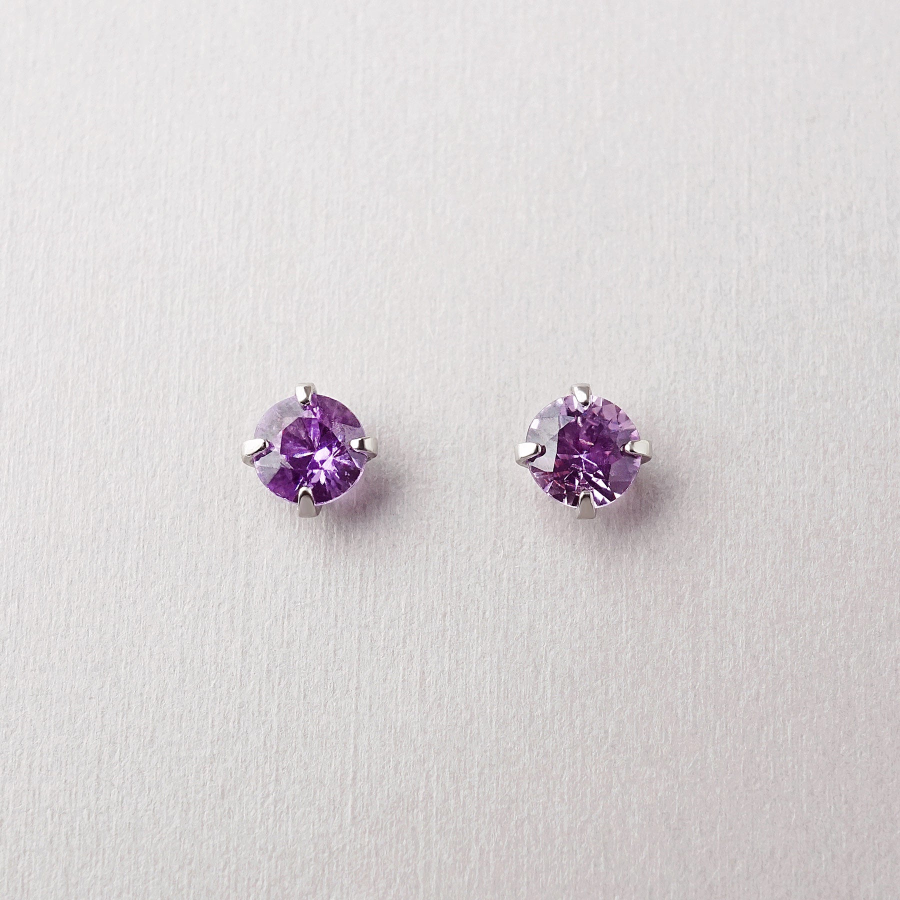 [Second Earrings] Platinum Purple Sapphire Earrings - Product Image