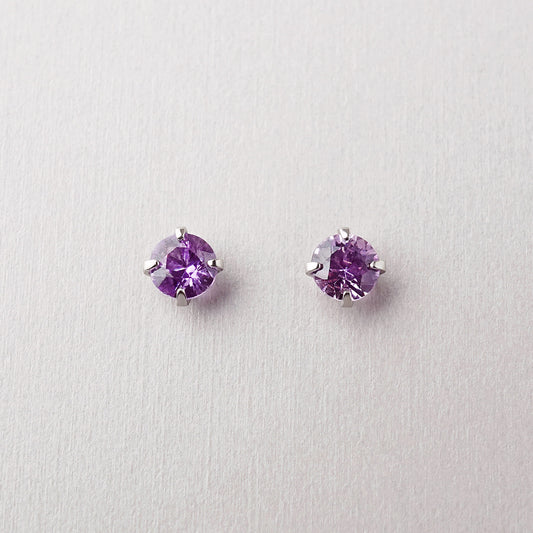 [Second Earrings] Platinum Purple Sapphire Earrings - Product Image