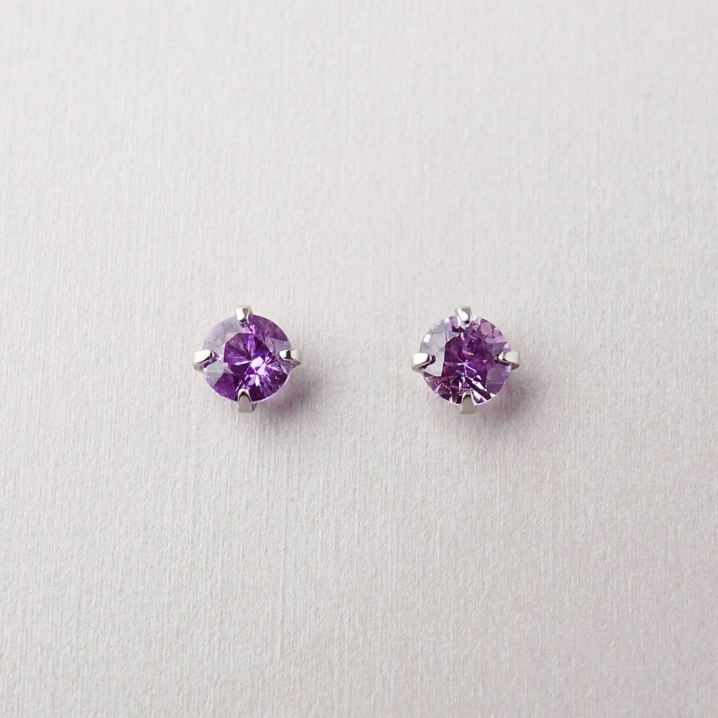 [Second Earrings] Platinum Purple Sapphire Earrings - Product Image