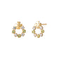 18K/10K Peridot Clover Circle Stud Earrings (Yellow Gold) - Product Image