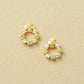 18K/10K Peridot Clover Circle Stud Earrings (Yellow Gold) - Product Image
