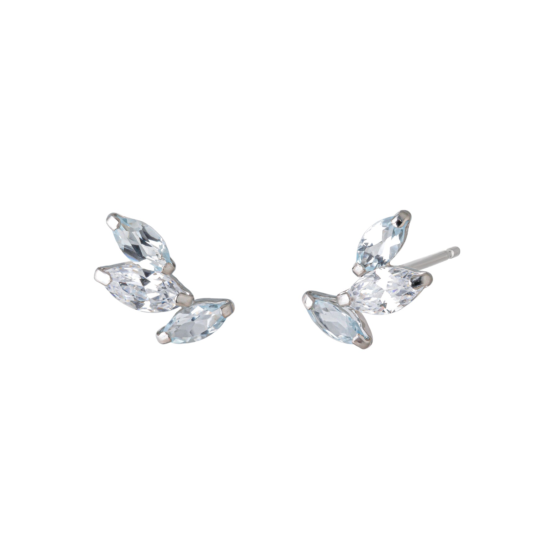 14K/10K Blue Topaz Marquise Meteor Earrings (White Gold) - Product Image