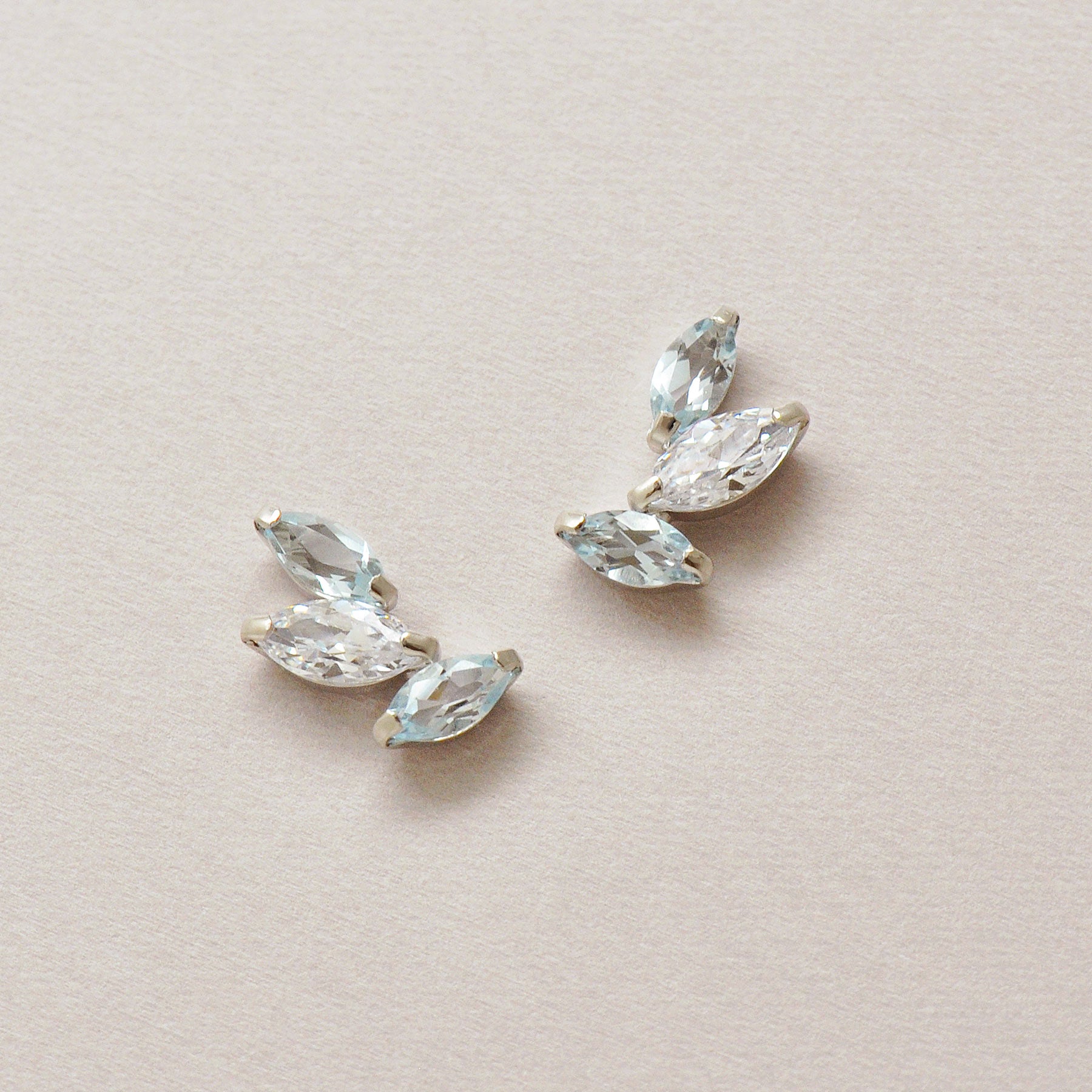 14K/10K Blue Topaz Marquise Meteor Earrings (White Gold) - Product Image