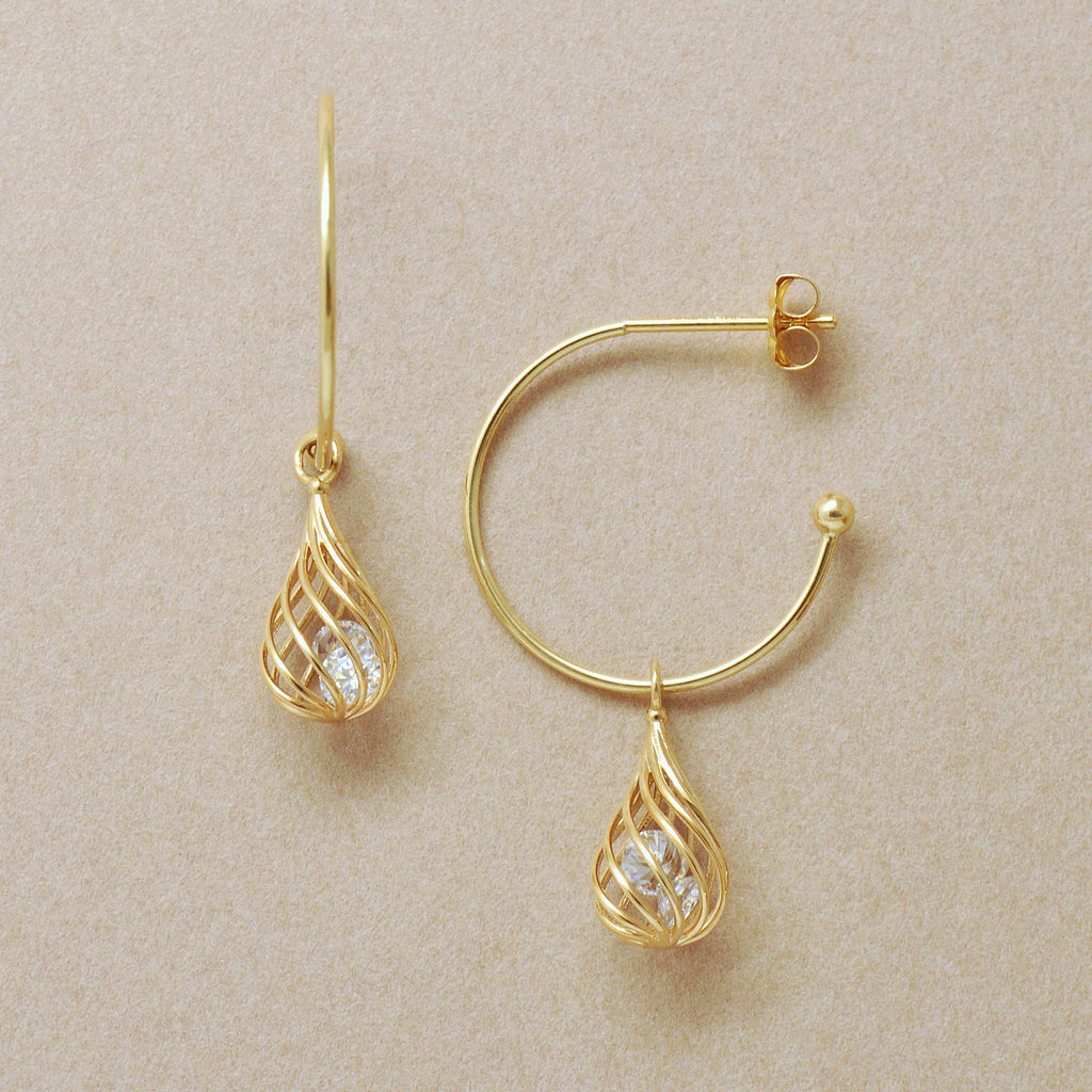 [Pannier] 18K/10K Spiral Drop Earrings (Yellow Gold) - Product Image