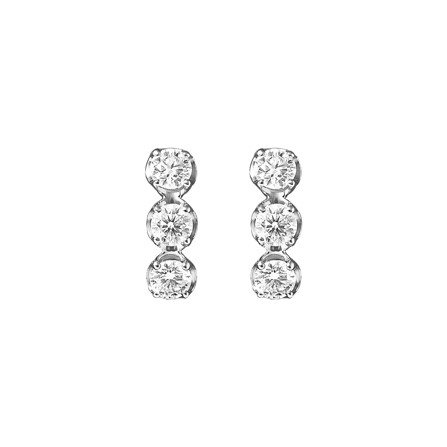 14K/10K Moissanite Trilogy Earrings (White Gold) - Product Image