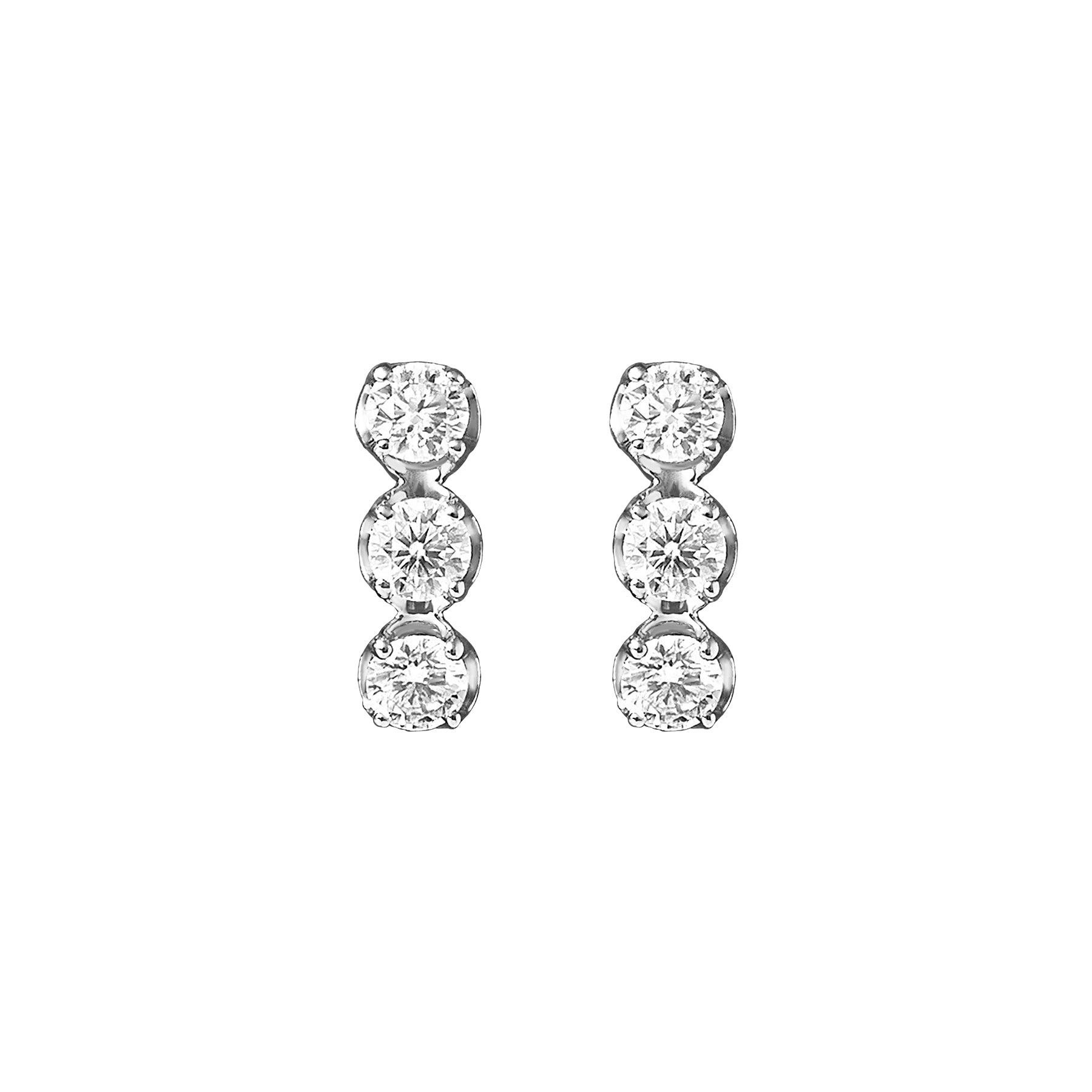 14K/10K Moissanite Trilogy Earrings (White Gold) - Product Image