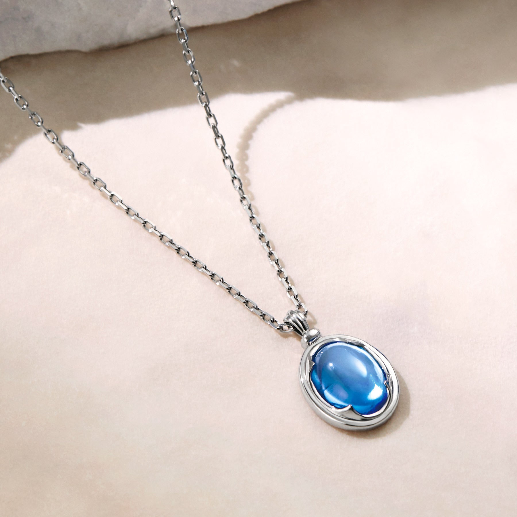 925 Sterling Silver Blue Quartz Necklace [Fragrance] - Product Image
