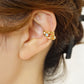 925 Sterling Silver Blue Topaz Coral Fish Ear Cuff - Model Image