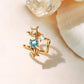 925 Sterling Silver Blue Topaz Coquille Ear Cuff - Product Image