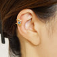 925 Sterling Silver Blue Topaz Coquille Ear Cuff - Model Image