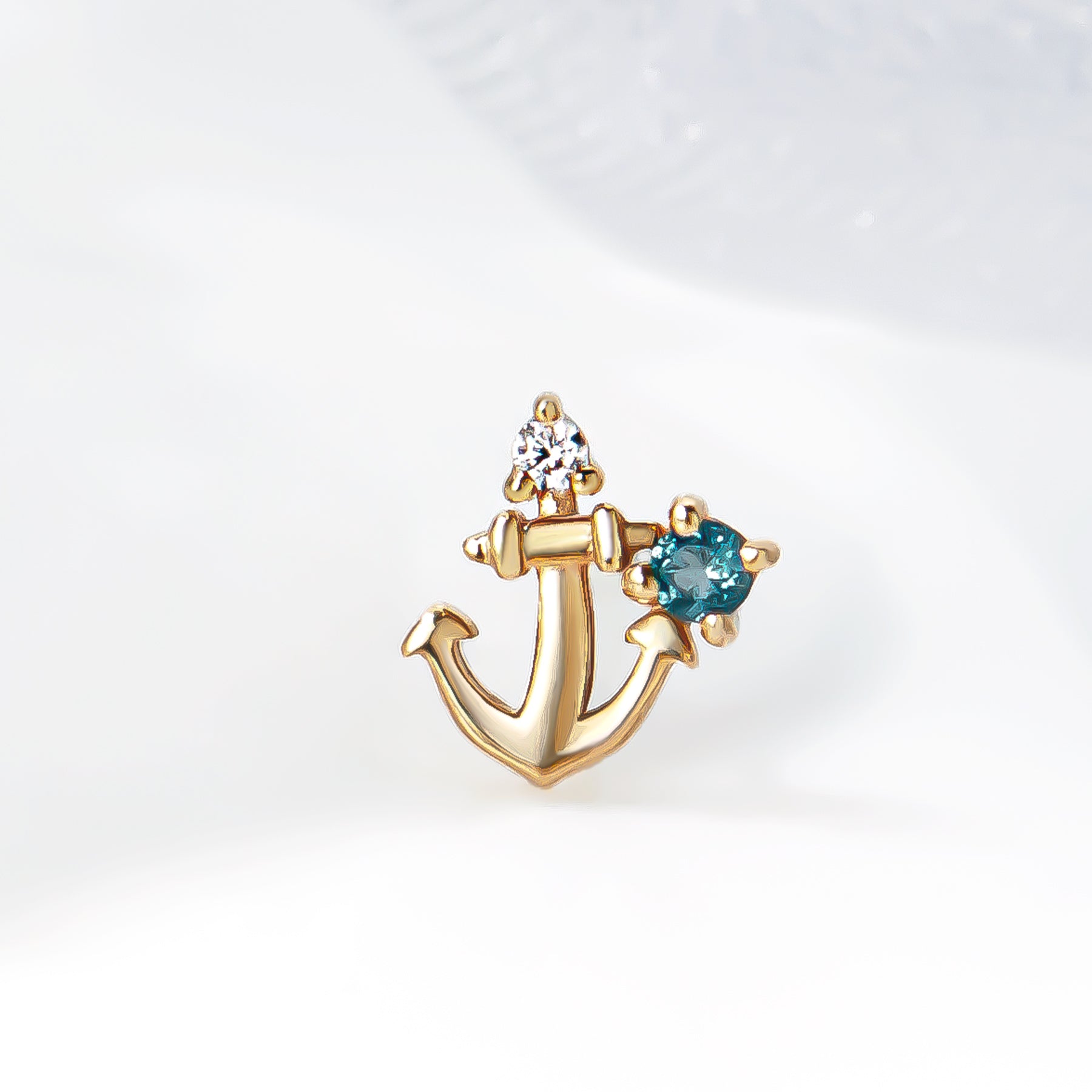 [Solo Earring] 18K/10K Anchor Single Earring (Yellow Gold) - Product Image