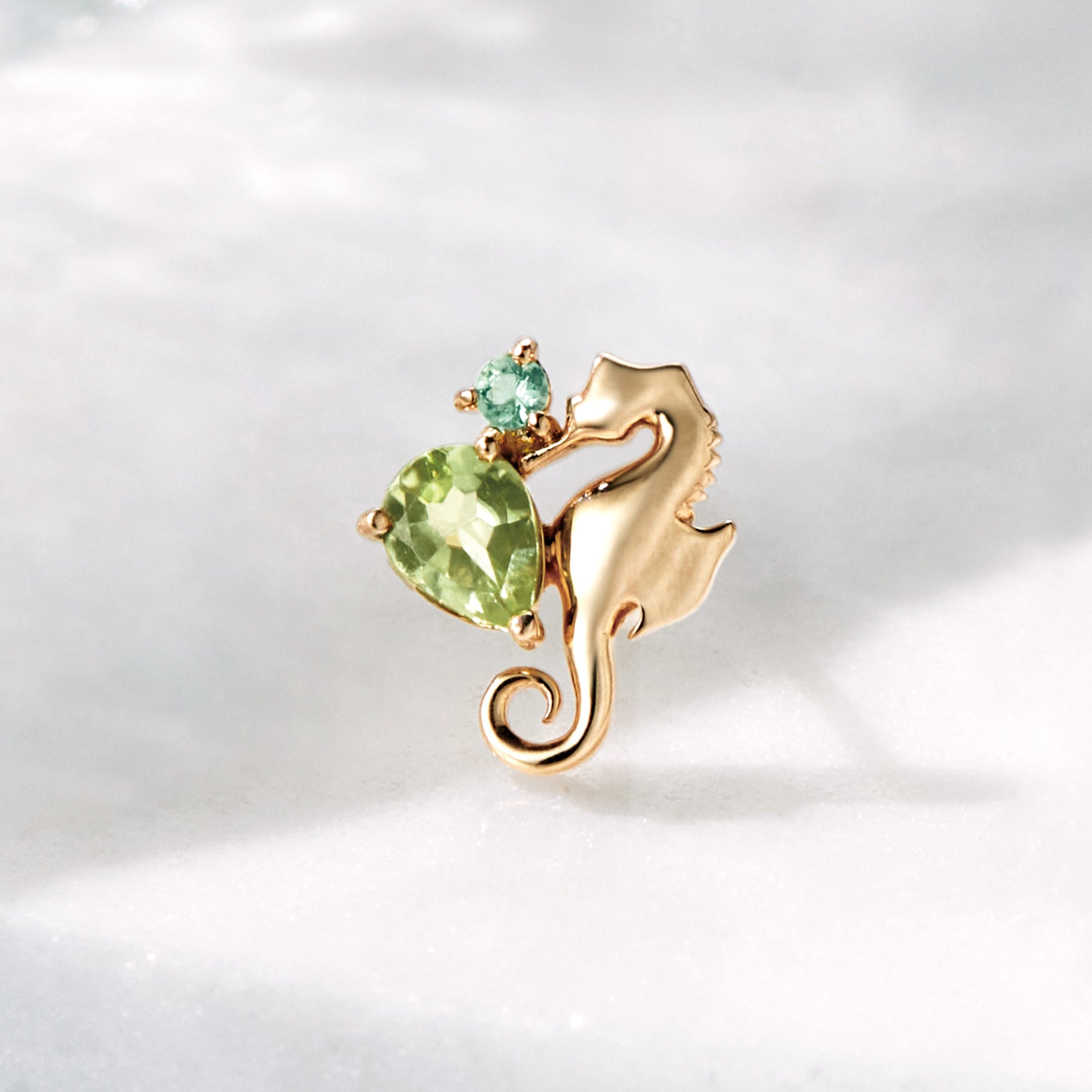 [Solo Earring] 18K/10K Seahorse Single Earring (Yellow Gold) - Product Image