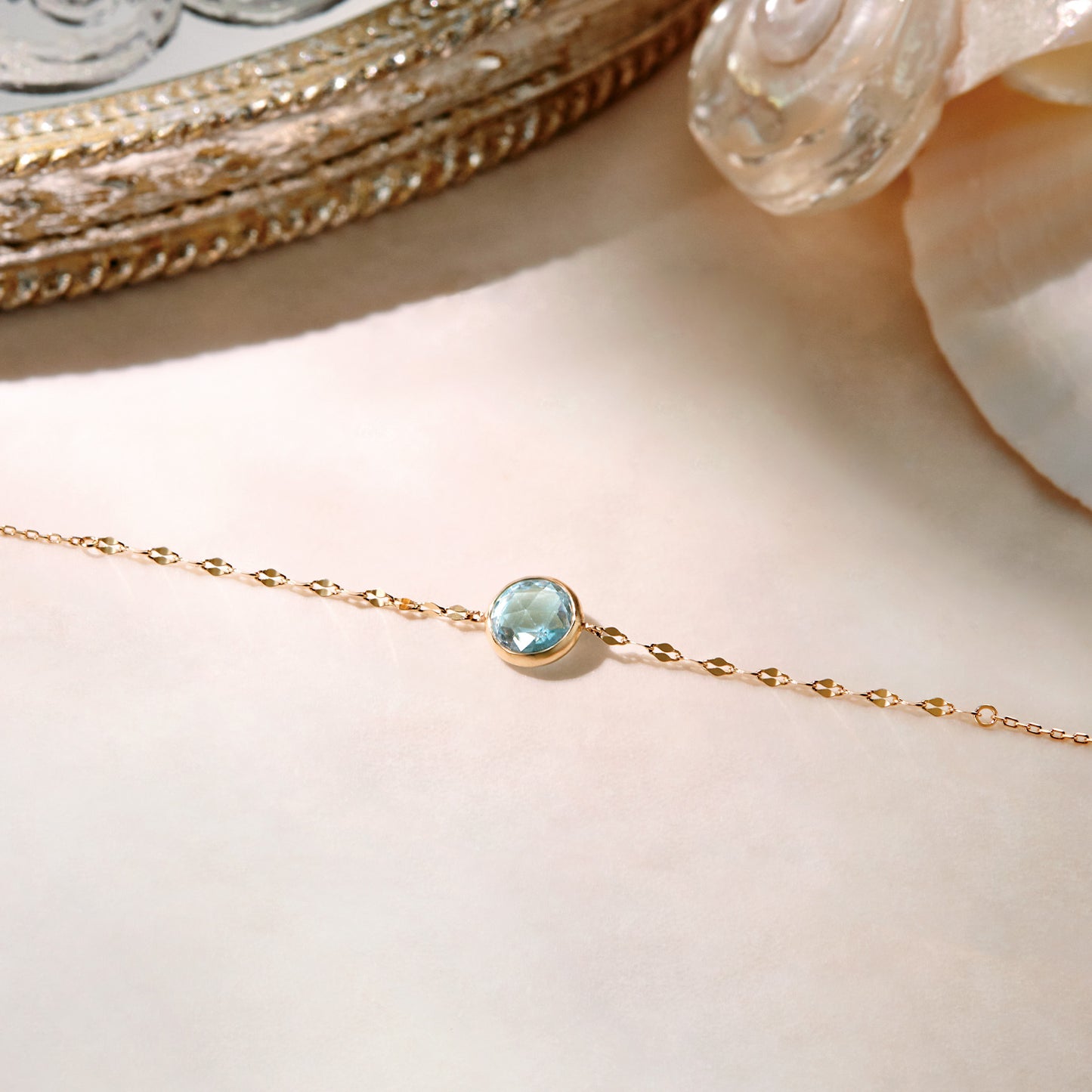10K Blue Topaz Bracelet [Luminous Flow] (Yellow Gold) - Product Image