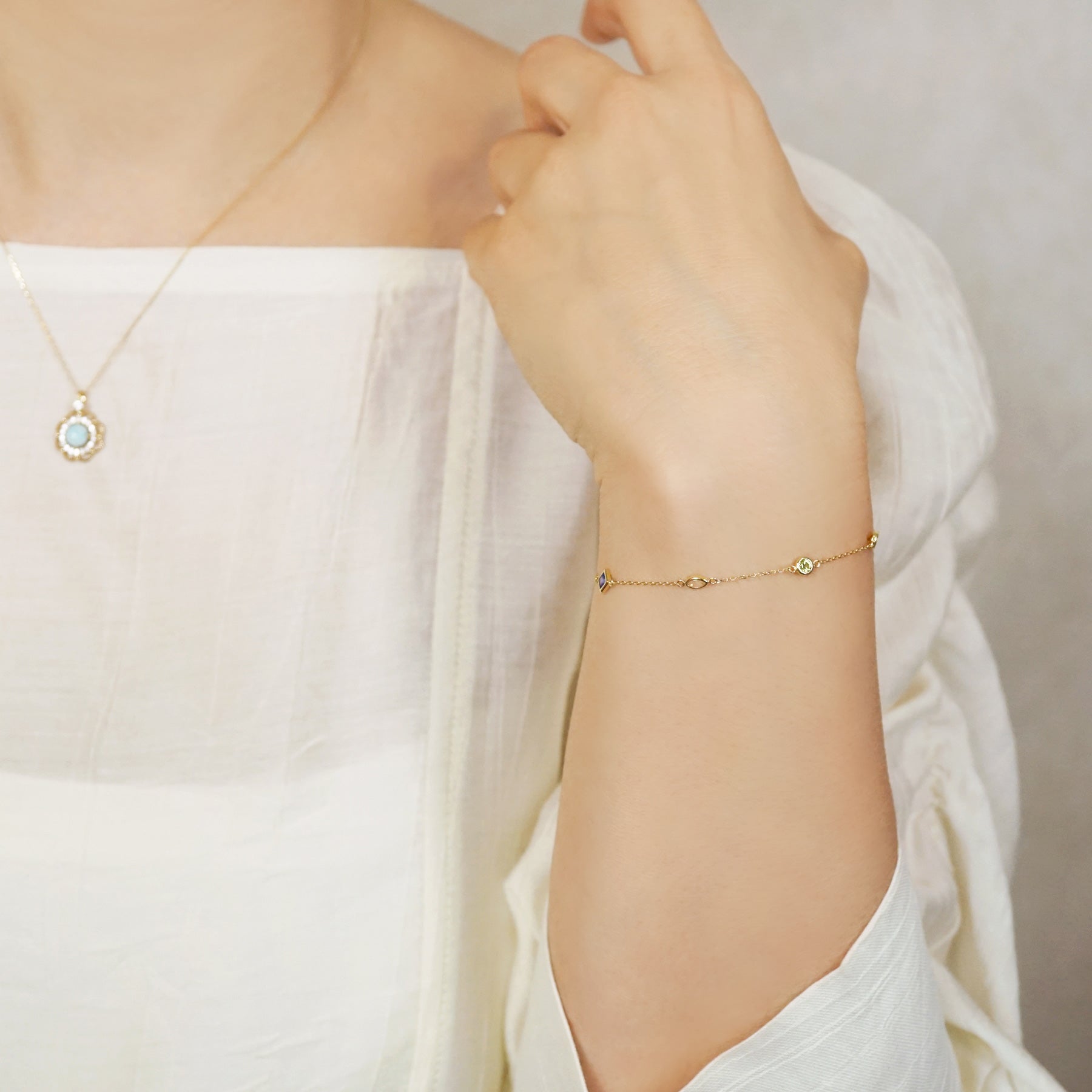 10K Multicolor Bracelet [Sunlit Coast] (Yellow Gold) - Model Image