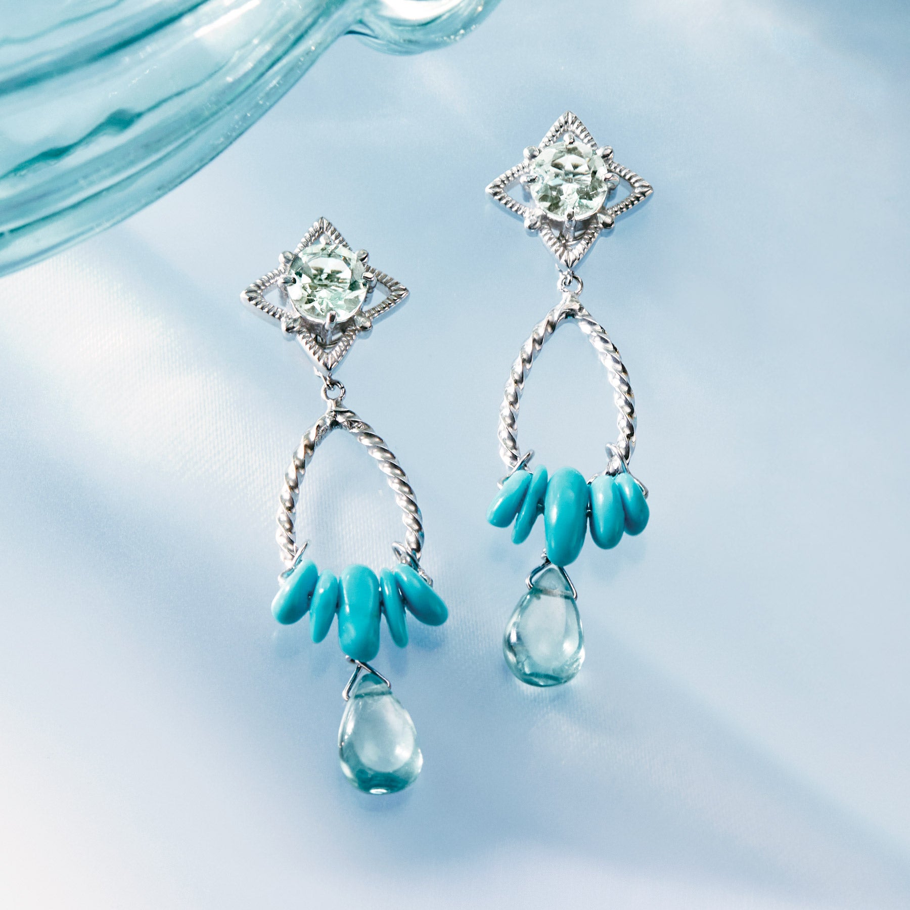 10K / 925 Sterling Silver Blue Zircon Earrings [Sea Glass] - Product Image