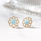 18K/10K Larimar x Moissanite Earrings [Wave Circle] (Yellow Gold) - Product Image