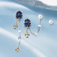 18K/10K 3Way Blue Goldstone Earrings [Mirror in the Sea] (Yellow Gold) - Product Image