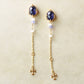 18K/10K 3Way Blue Goldstone Earrings [Mirror in the Sea] (Yellow Gold) - Product Image