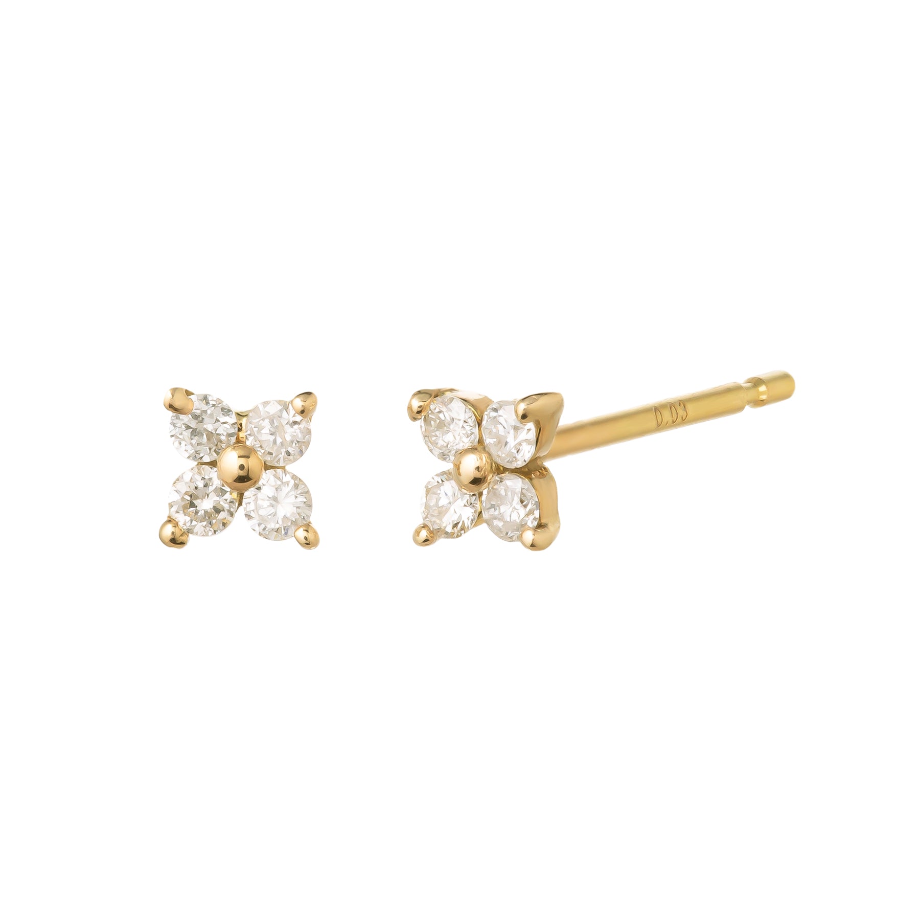 18K/10K Diamond Mini Flower Earrings (Yellow Gold) - Product Image