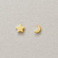 [Second Earrings] 18K Mini Moon and Star Earrings (Yellow Gold) - Product Image