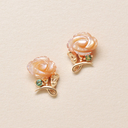 [Birth Flower Jewelry] May - Carnation Earrings (Rose Gold) - Product Image