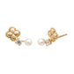 18K/10K Freshwater Pearl Milgrain Flower Earrings (Yellow Gold) - Product Image
