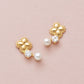 18K/10K Freshwater Pearl Milgrain Flower Earrings (Yellow Gold) - Product Image