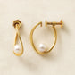 10K Yellow Gold Akoya Pearl Twist Hoop Clip-On Earrings - Product Image