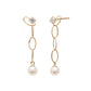 18K/10K Freshwater Pearl Oval Shine Swinging Earrings (Yellow Gold) - Product Image