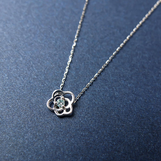 10K Diamond Openwork Flower Necklace (White Gold) - Product Image