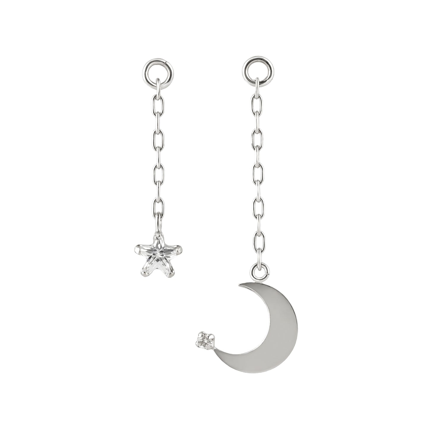 [Palette] 10K Diamond Star & Moon Charms (White Gold) - Product Image